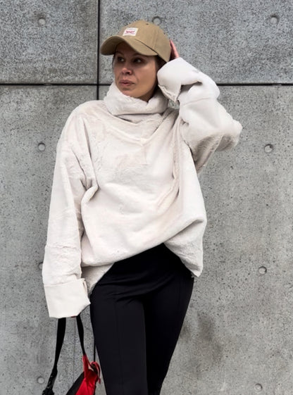 Хутряний кремовий двосторонній анорак