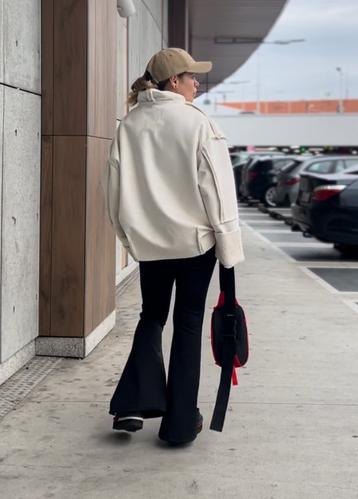 Хутряний кремовий двосторонній анорак