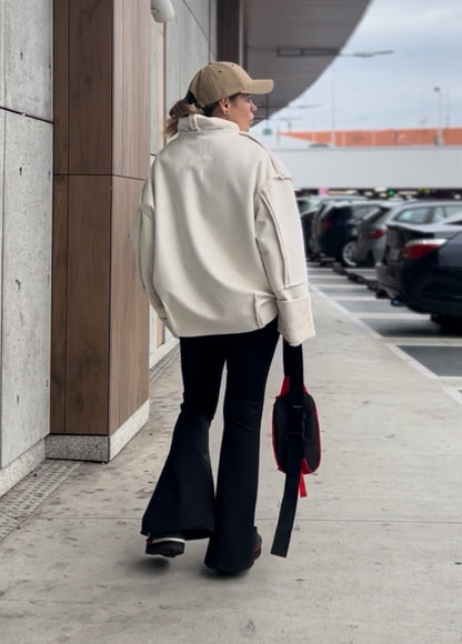 Хутряний кремовий двосторонній анорак