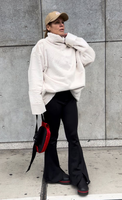 Хутряний кремовий двосторонній анорак