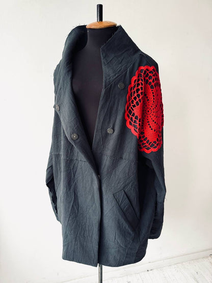 Hand-dyed gray cotton coat-jacket