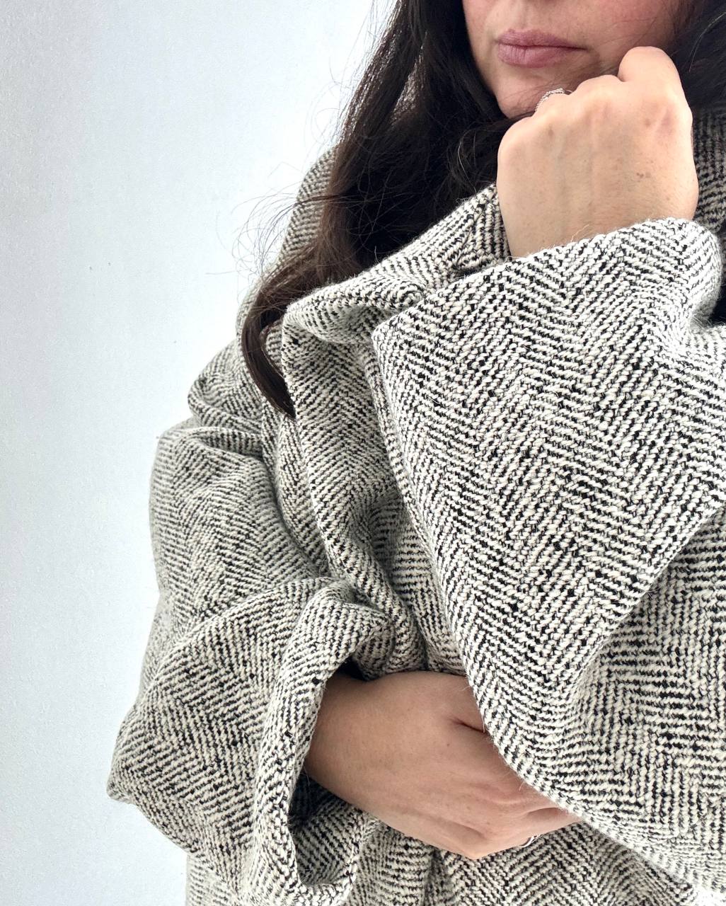 Unisex wool coat blue tweed