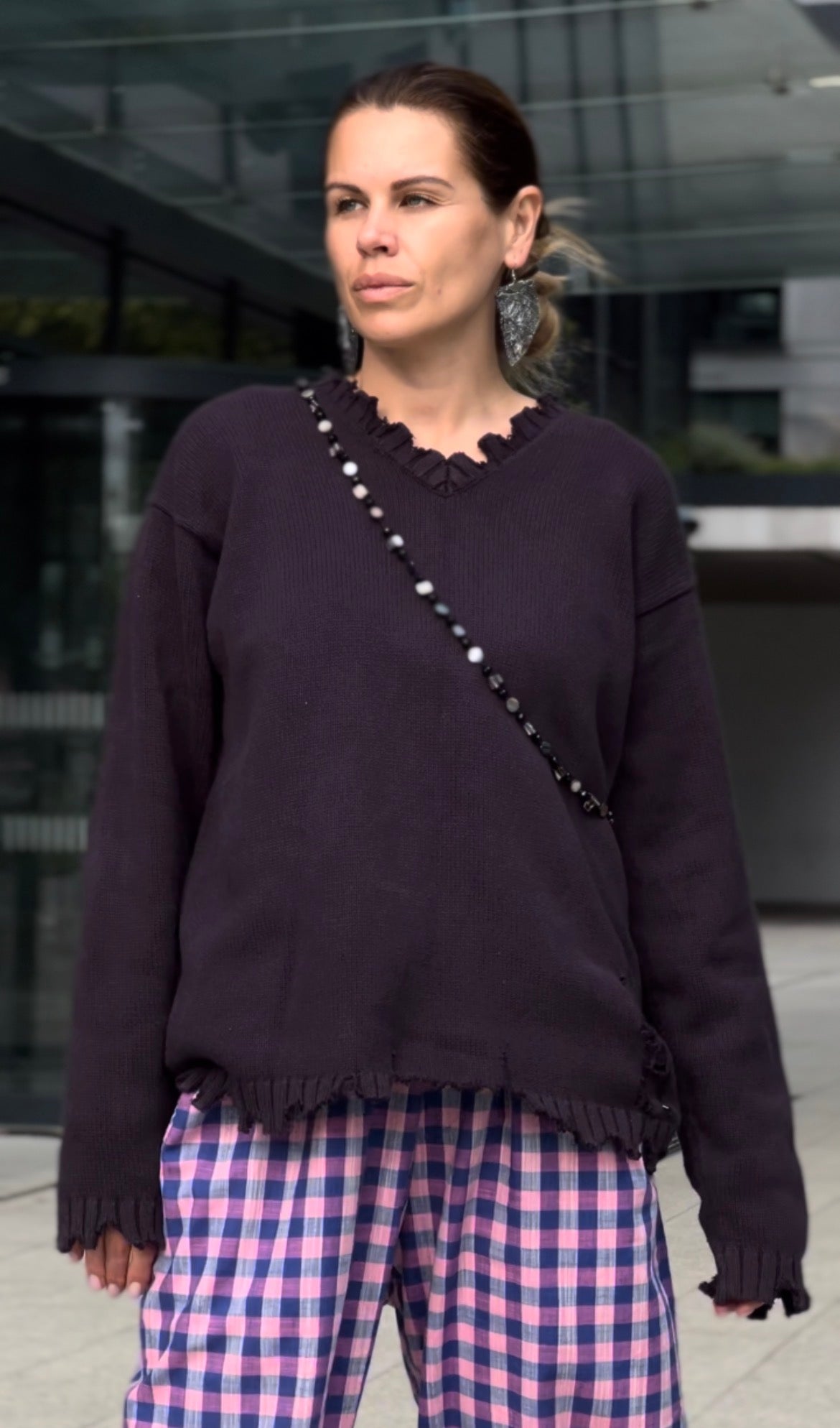 Светр recycling бавовняний синьо-фіолетовий