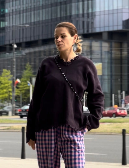 Светр recycling бавовняний синьо-фіолетовий