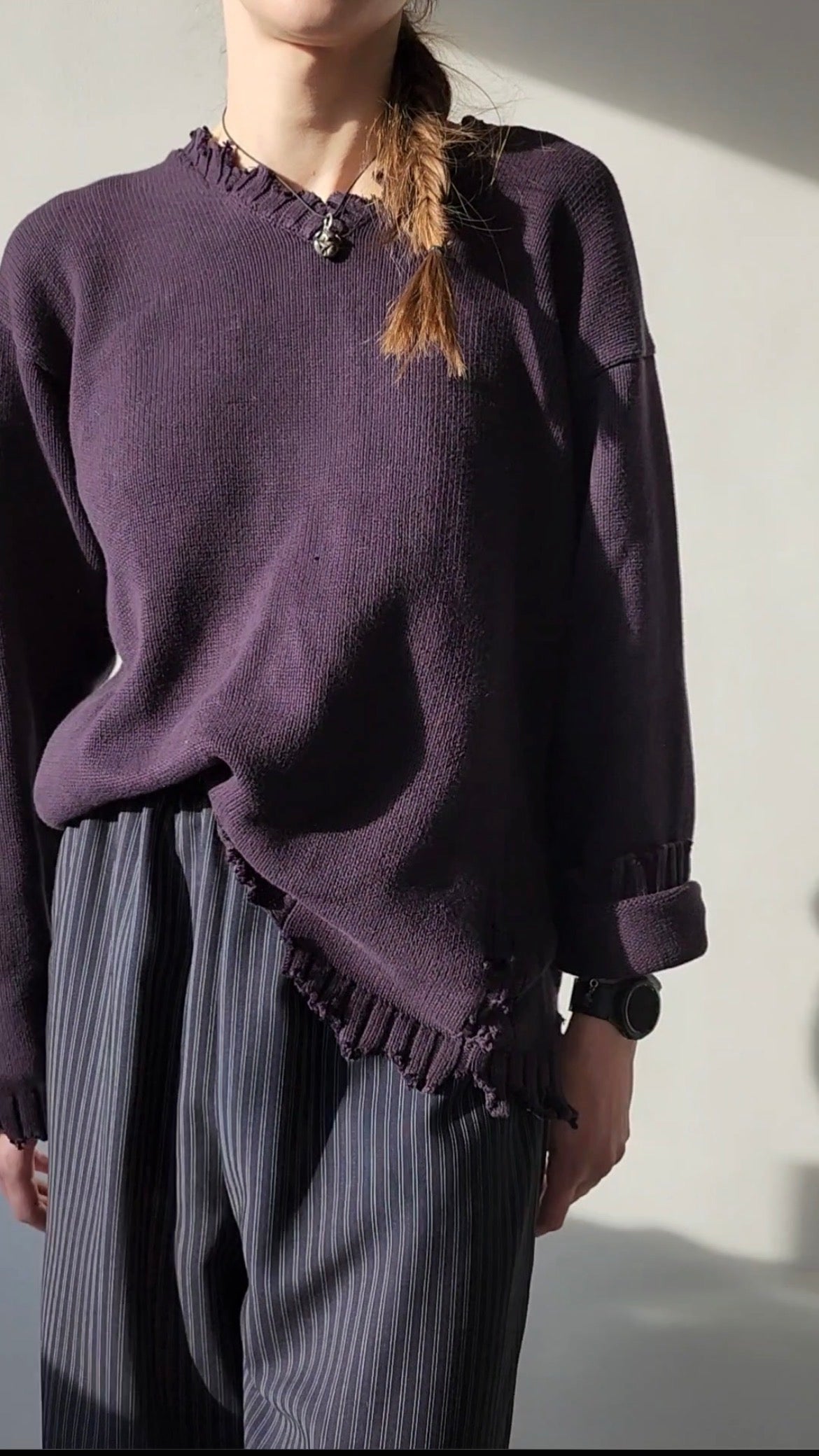 Светр recycling бавовняний синьо-фіолетовий