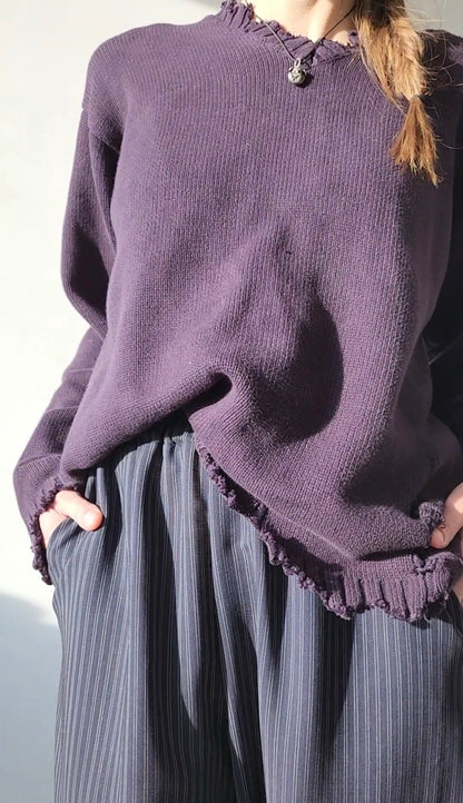 Светр recycling бавовняний синьо-фіолетовий