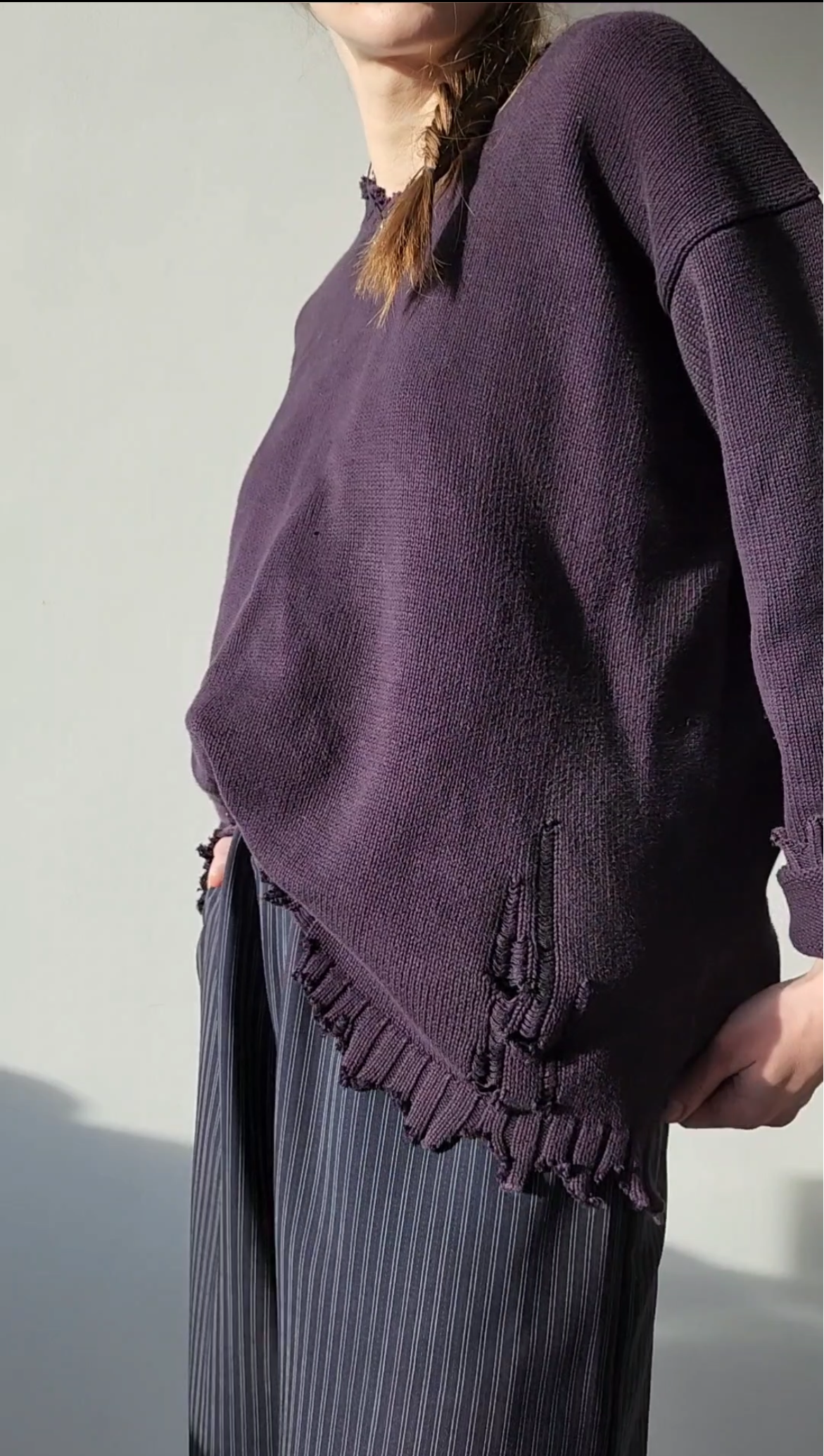 Светр recycling бавовняний синьо-фіолетовий