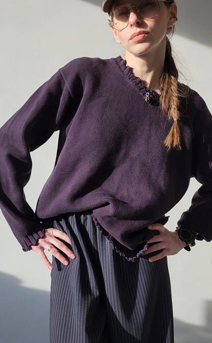 Светр recycling бавовняний синьо-фіолетовий