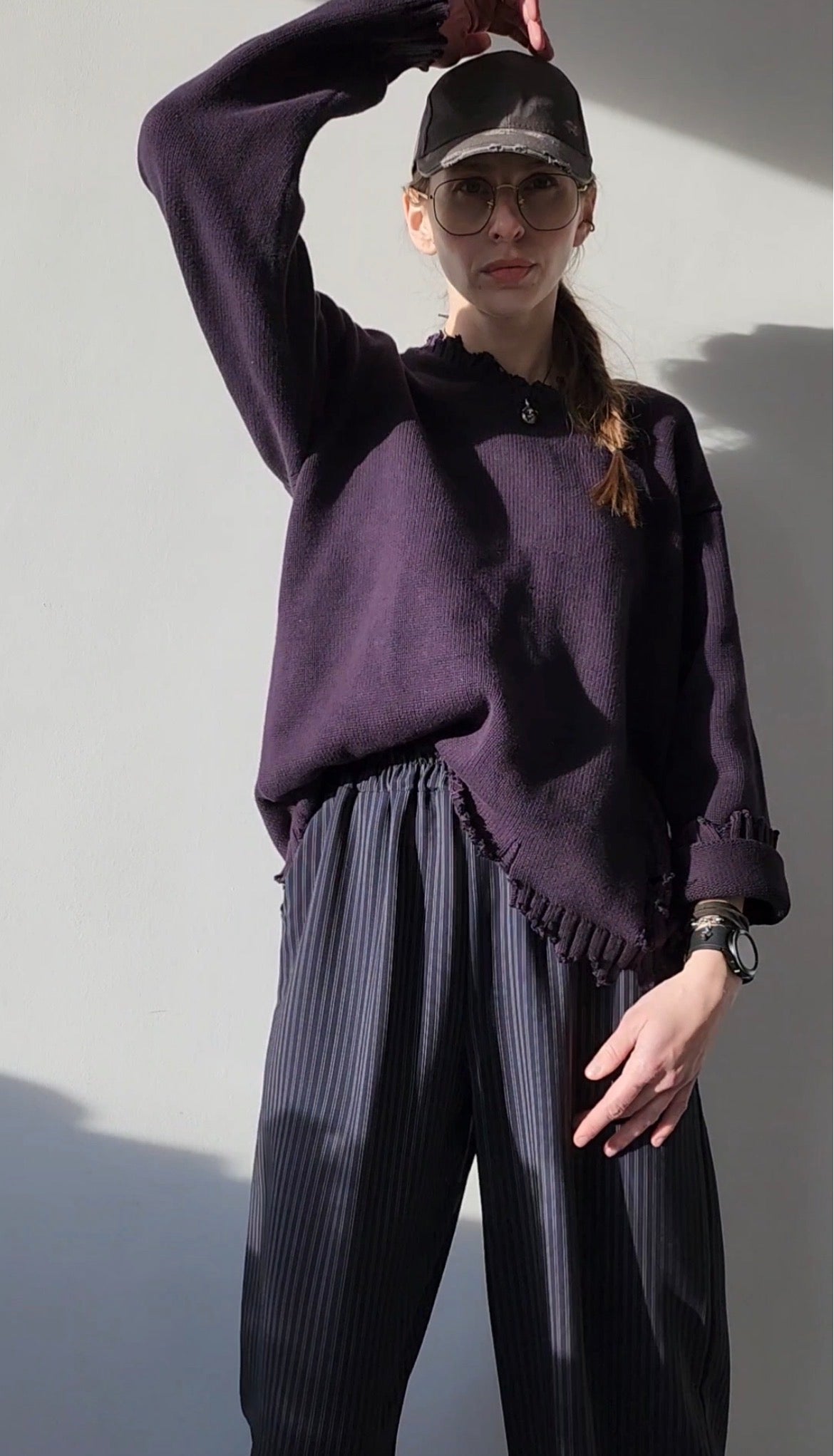 Светр recycling бавовняний синьо-фіолетовий