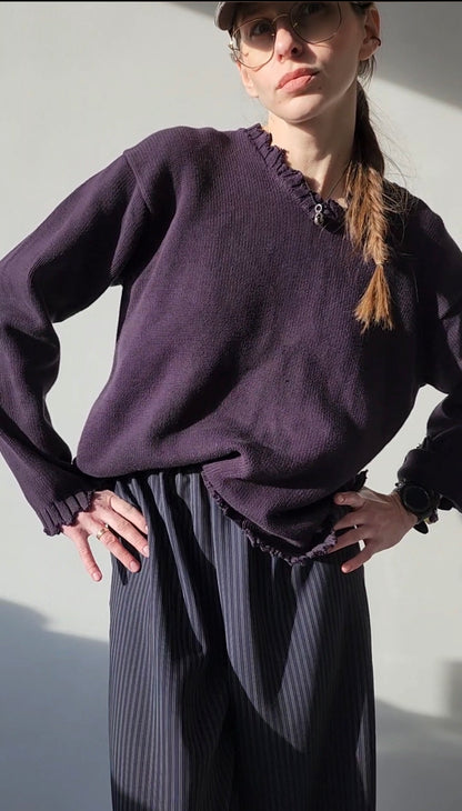 Светр recycling бавовняний синьо-фіолетовий