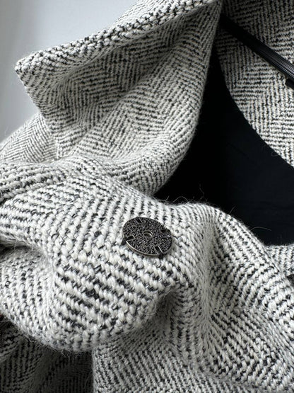 Unisex wool coat blue tweed