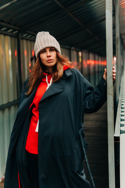 Woolen hat with a lapel, bright lilac