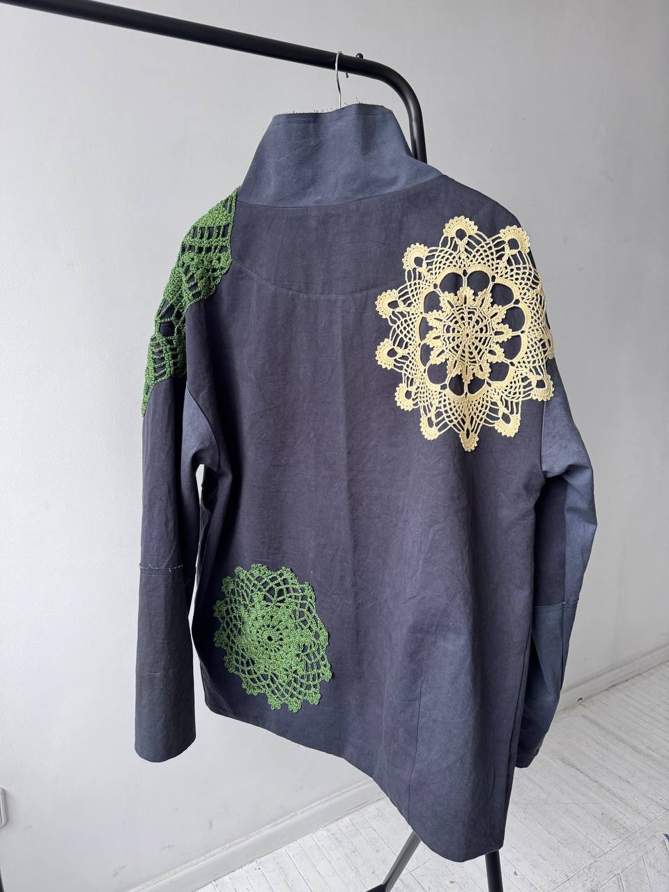 Hand-dyed gray cotton coat-jacket