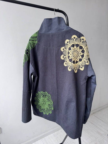 Hand-dyed gray cotton coat-jacket