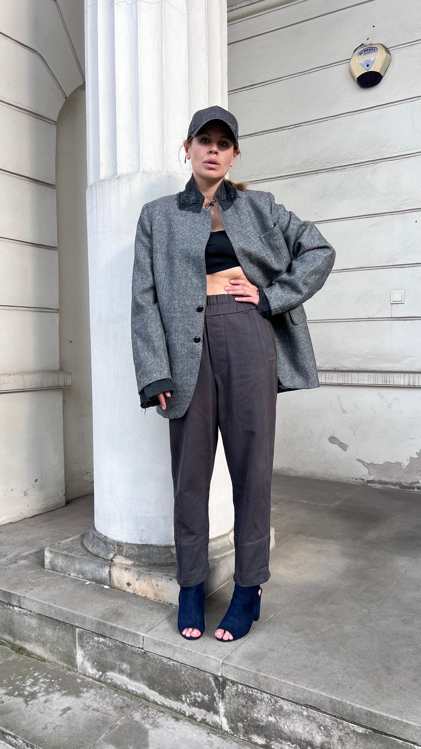 Штани котонові сірі фарбовані - банани