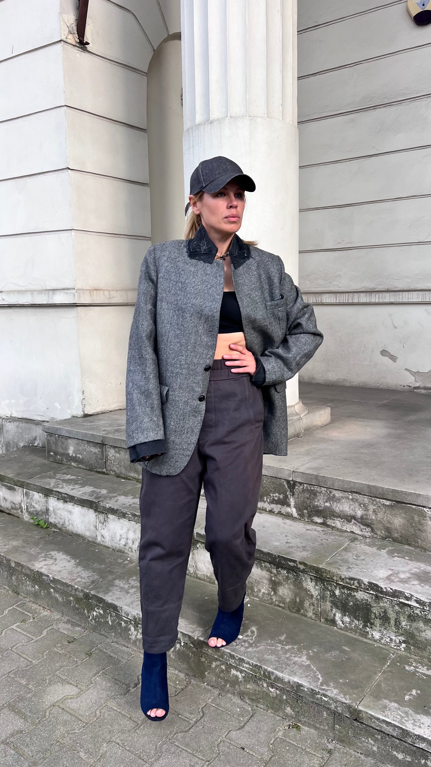 Штани котонові сірі фарбовані - банани