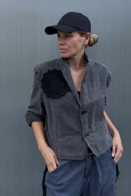 Піджак вкорочений джинсовий оздоблений recycled One Off