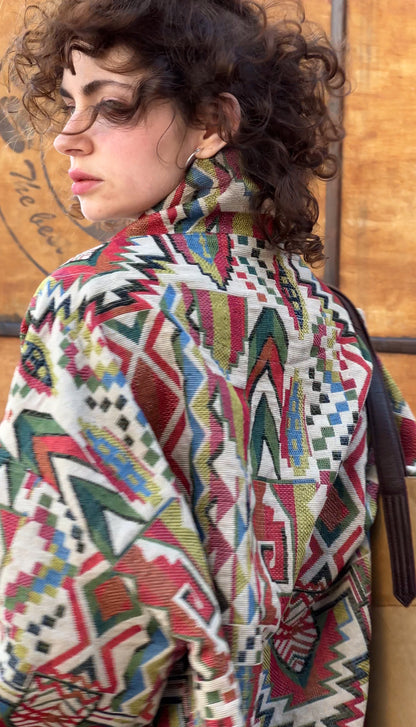 Unisex coat, geometric pattern, 2 colors