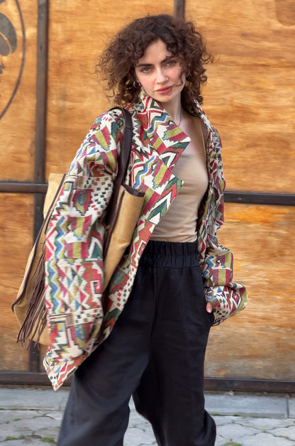 Unisex coat, geometric pattern, 2 colors