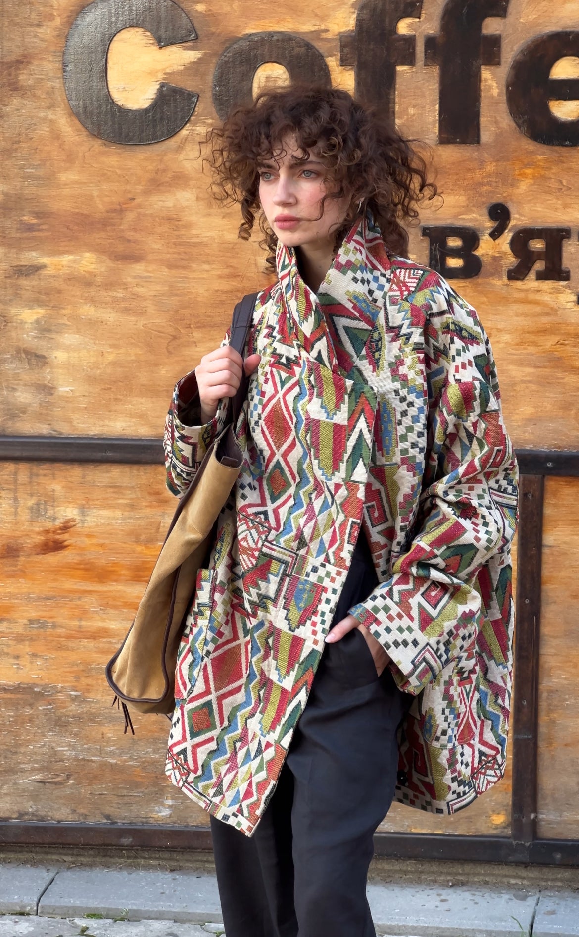 Unisex coat, geometric pattern, 2 colors