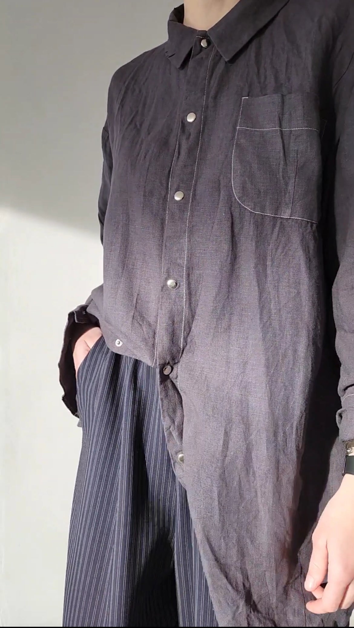 Oversize white linen shirt