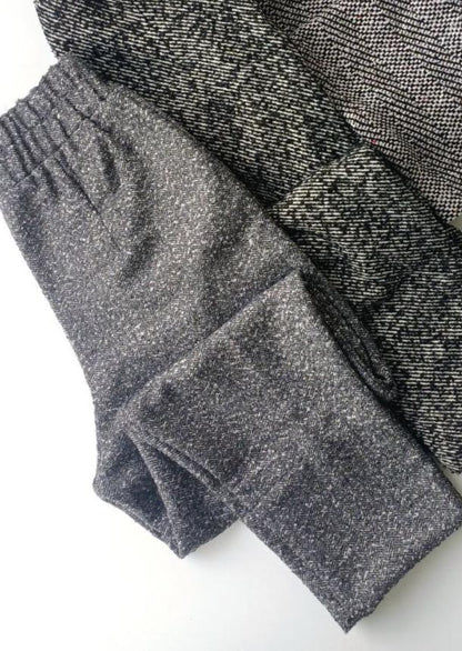 Black and white herringbone tweed woolen pants