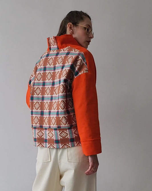 Hand-dyed gray cotton coat-jacket