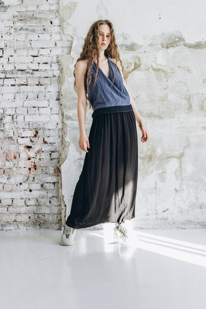 Long cotton light black skirt