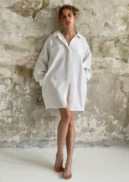 Oversize white linen shirt