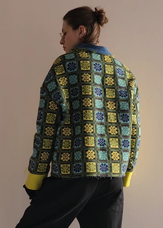 Hand-dyed gray cotton coat-jacket