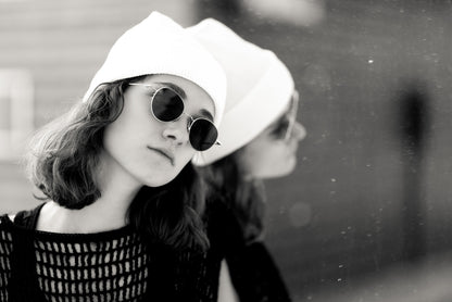 Summer cotton white hat with a turn-up