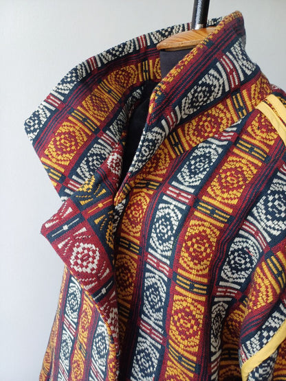 Cotton jacquard coat made of vintage fabric