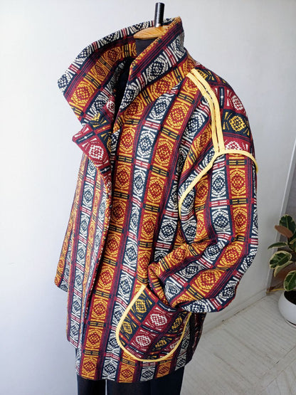 Cotton jacquard coat made of vintage fabric
