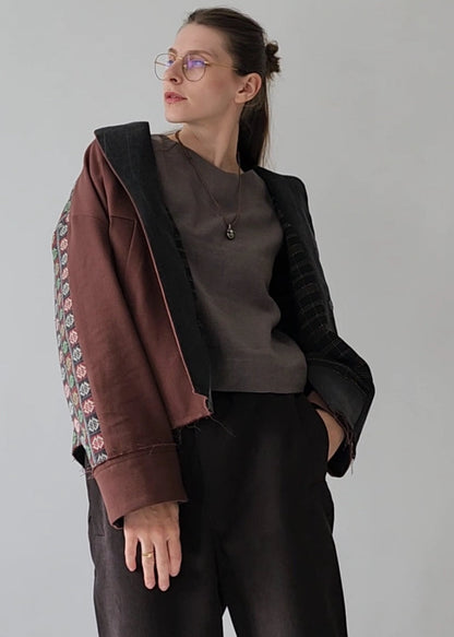 Hand-dyed gray cotton coat-jacket
