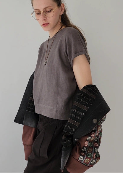 Hand-dyed gray cotton coat-jacket