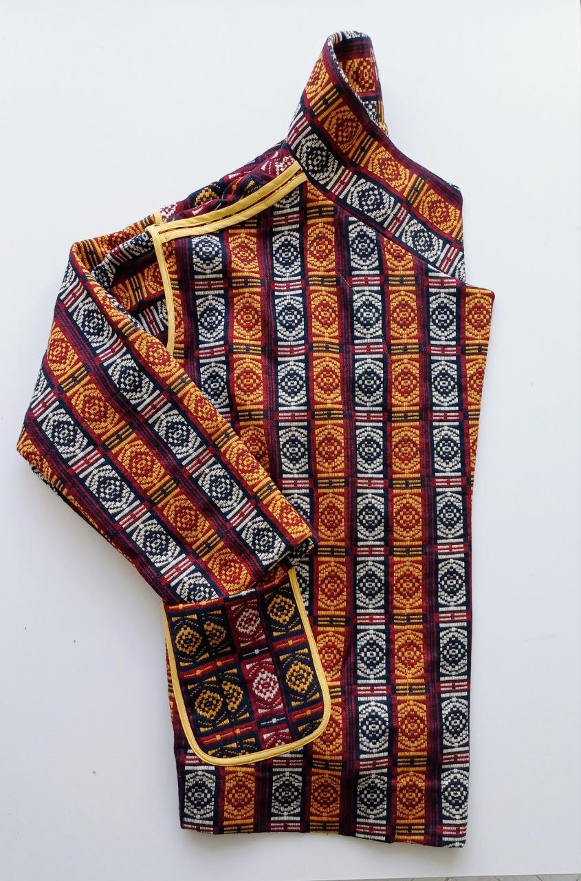 Cotton jacquard coat made of vintage fabric