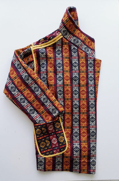 Cotton jacquard coat made of vintage fabric