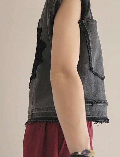 Red ethnic jacquard rope top