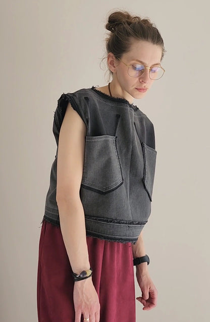 Red ethnic jacquard rope top