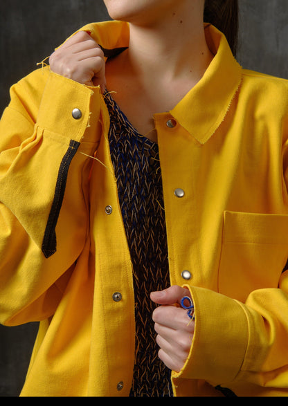 Oversize yellow dense cotton shirt