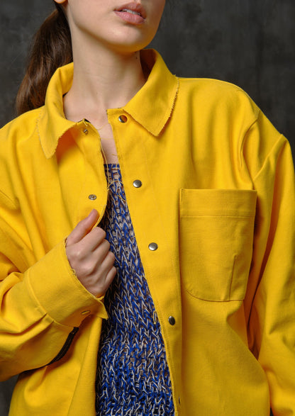 Oversize yellow dense cotton shirt