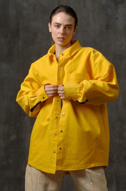 Oversize yellow dense cotton shirt