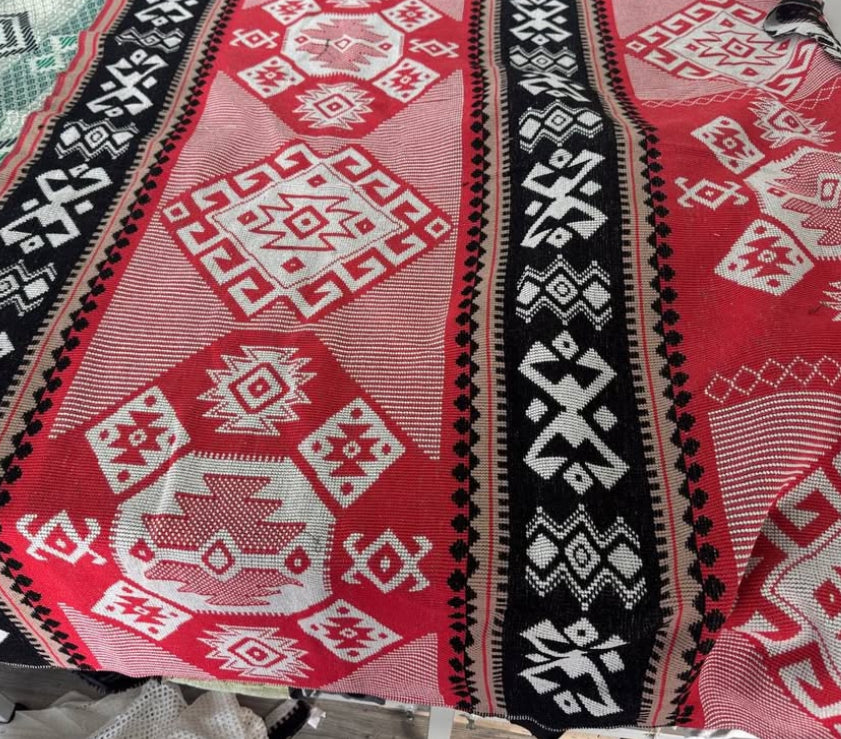 Red ethnic jacquard rope top