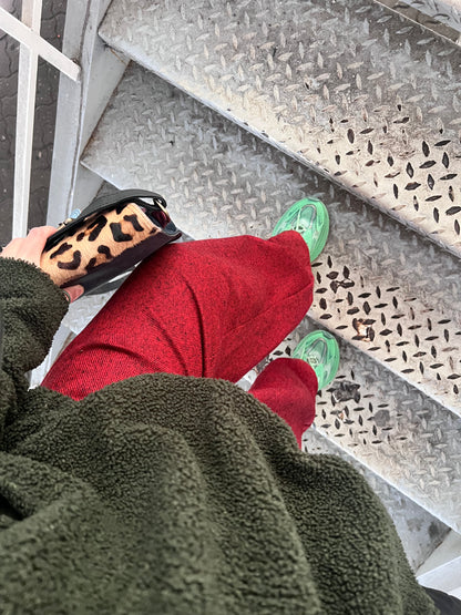 Червоні вовняні беггі штани 78% вовни