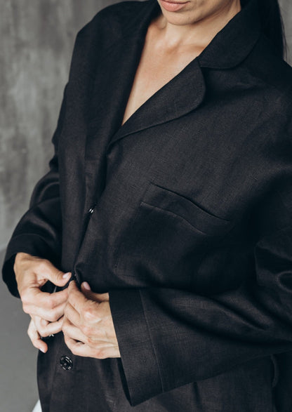 Jacket-shirt black linen