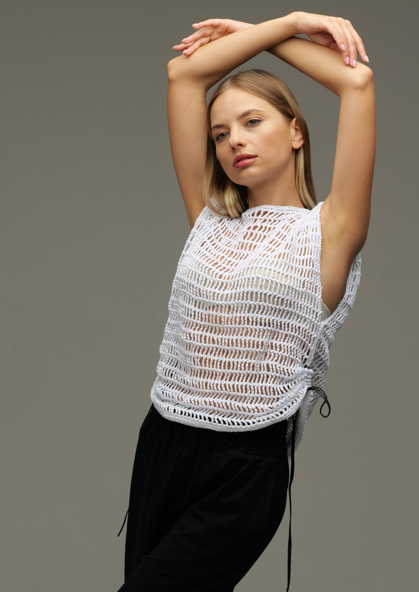 White cotton mesh top