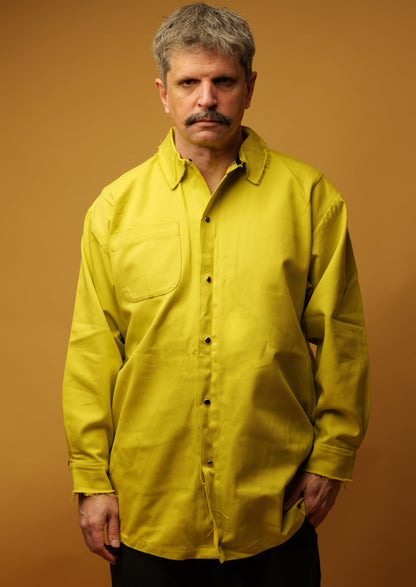 Oversize yellow dense cotton shirt