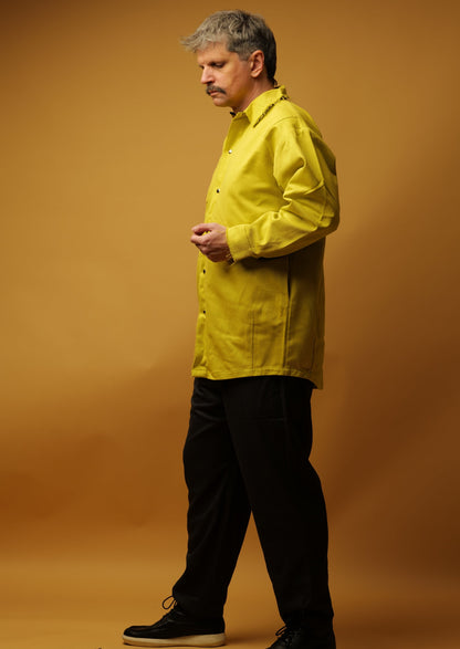 Oversize mustard thick cotton shirt