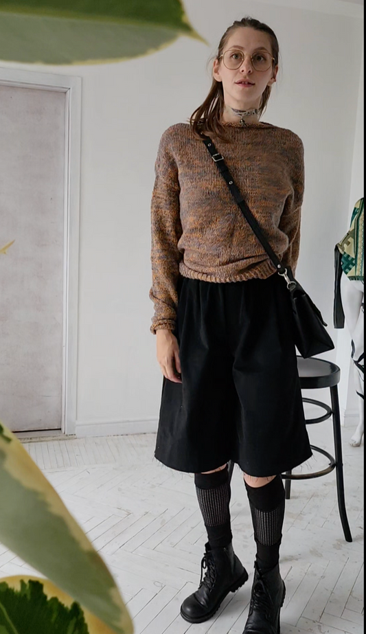 Dark brown cotton culottes