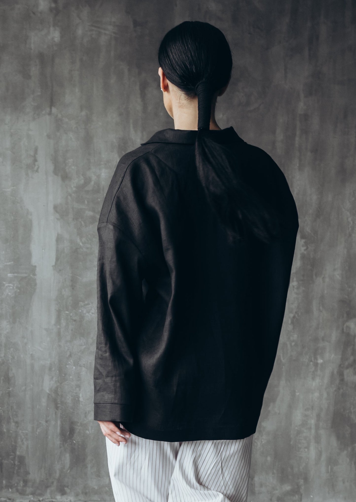 Jacket-shirt black linen